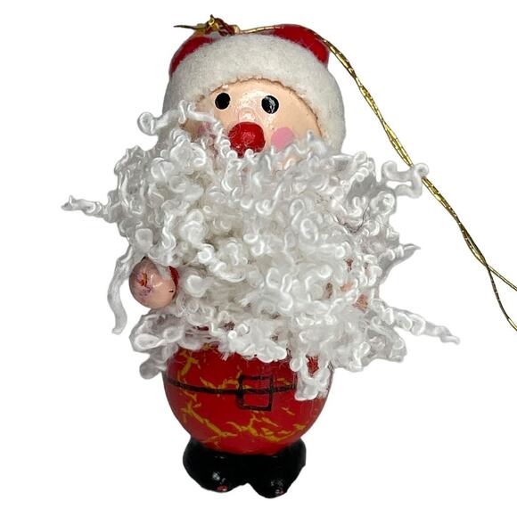 Vintage Wooden Santa and Mrs. Claus Christmas Ornaments - Picture 7 of 11